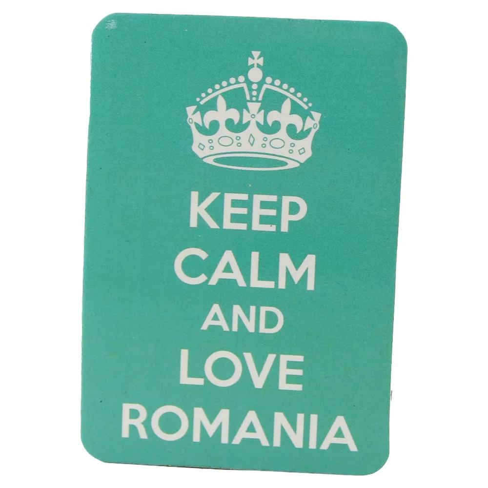 Magnet de frigider din plastic "Keep calm and love Romania" 5.5 x 8 cm Magnet de frigider din plastic "Keep calm and love Romania" 5.5 x 8 cm