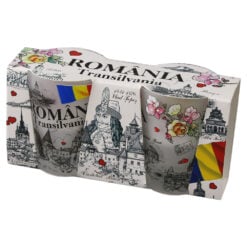 Set 2 pahare tarie din sticla "Romania / Transilvania" Castele