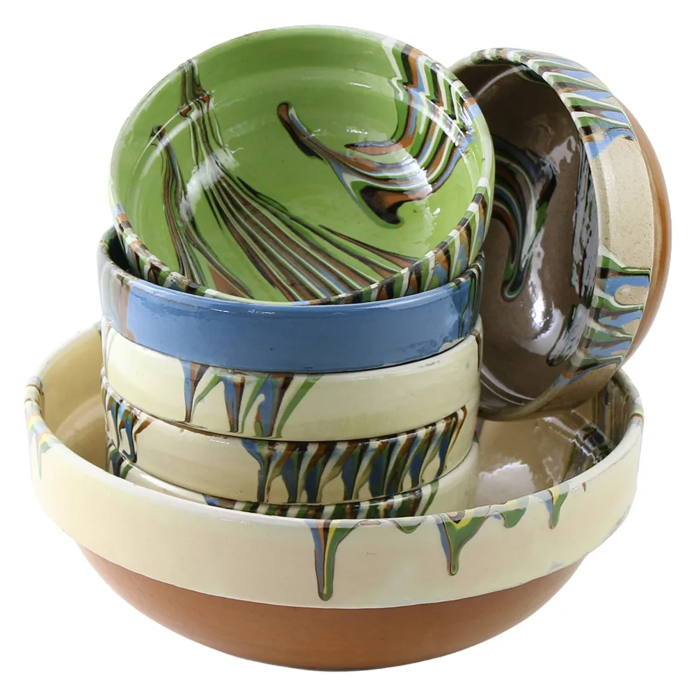 Set castron cu 6 strachini din ceramica 26 / 16 cm