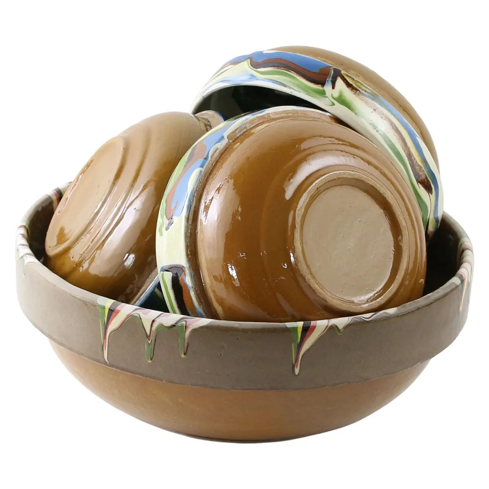 Set castron cu 6 strachini din ceramica 26 / 16 cm