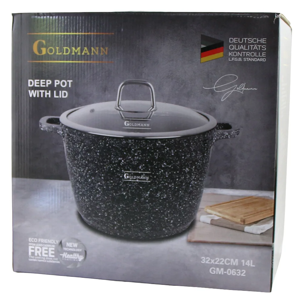 Oala cu capac 14 L din aluminiu turnat Goldmann Oala cu capac 14 L din aluminiu turnat Goldmann