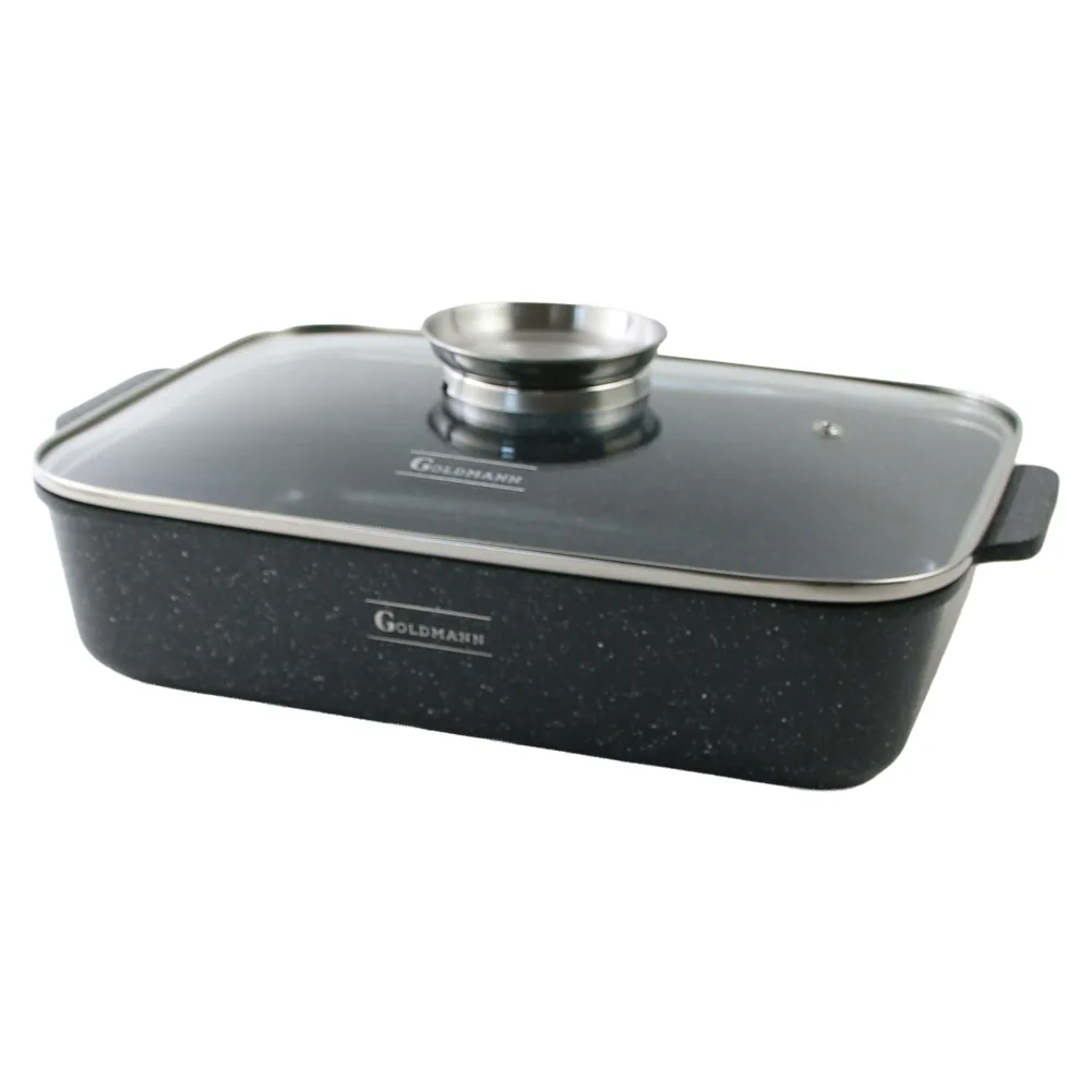 Tava pentru friptura cu capac din aluminiu turnat 4.7 L Goldmann