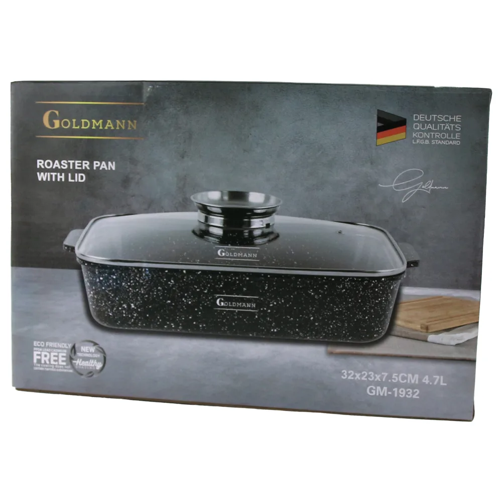 Tava pentru friptura cu capac din aluminiu turnat 4.7 L Goldmann