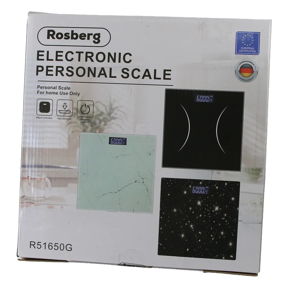 Cantar de baie digital din sticla Marble 180 kg Rosberg