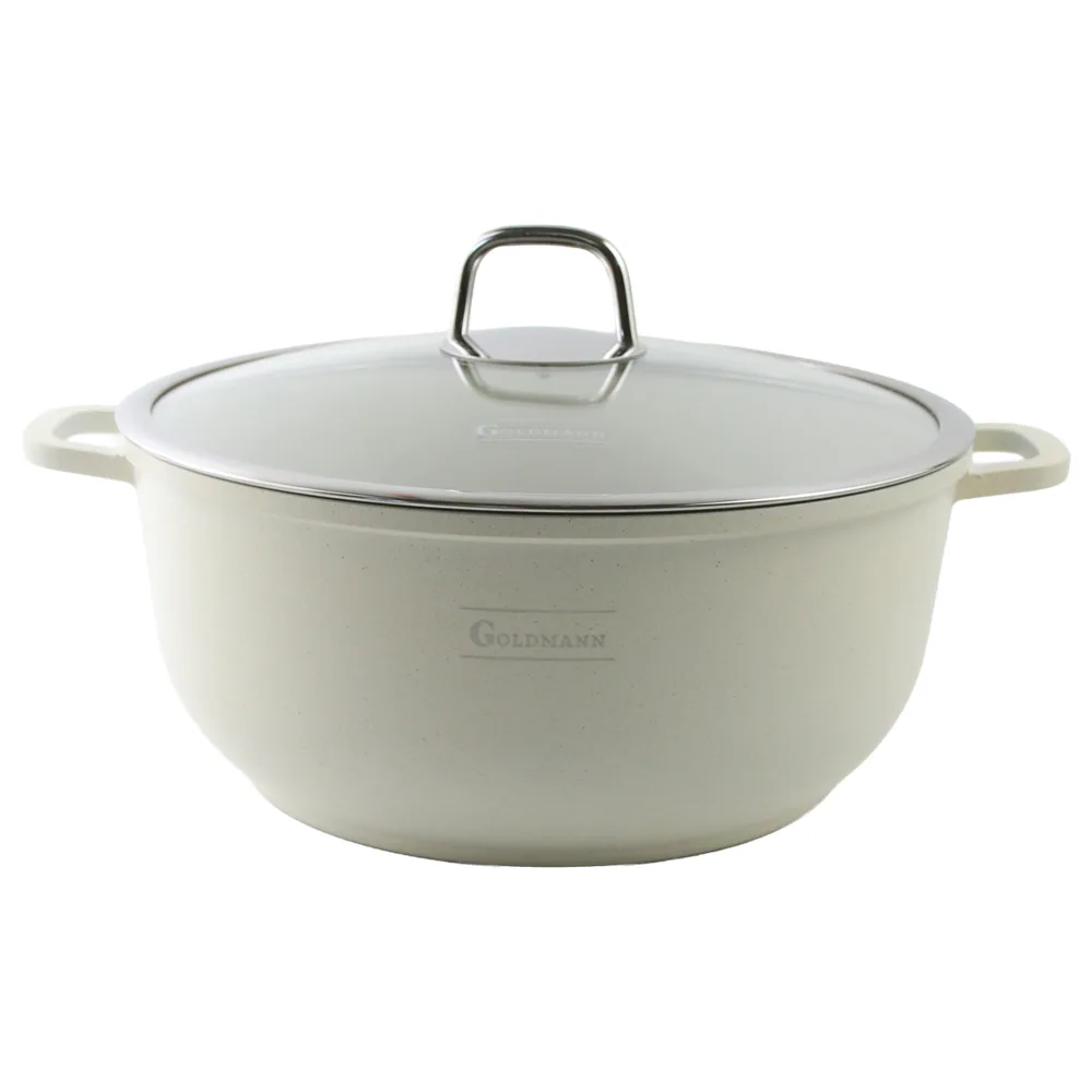 Cratita cu capac 6.5 L din aluminiu bej Goldmann Cratita cu capac 6.5 L din aluminiu bej Goldmann