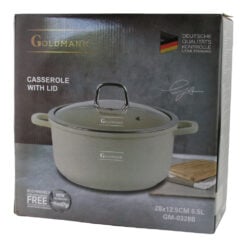 Cratita cu capac 6.5 L din aluminiu bej Goldmann