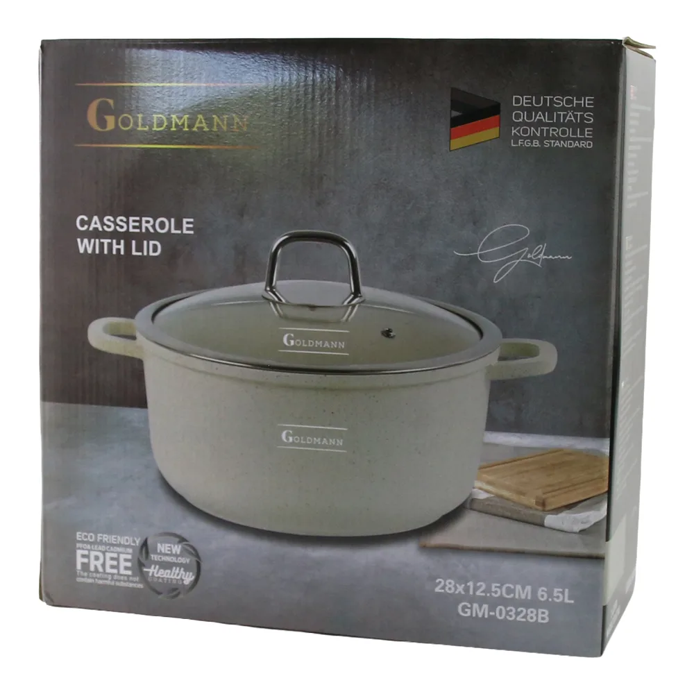 Cratita cu capac 6.5 L din aluminiu bej Goldmann Cratita cu capac 6.5 L din aluminiu bej Goldmann