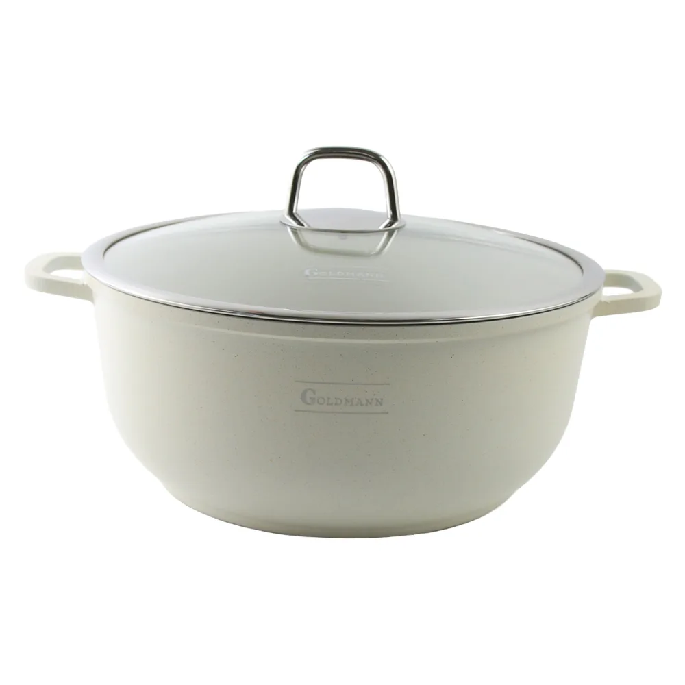 Cratita cu capac 4.5 L din aluminiu bej Goldmann Cratita cu capac 4.5 L din aluminiu bej Goldmann
