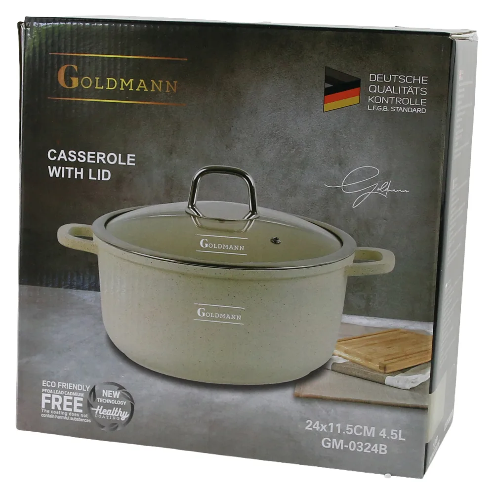 Cratita cu capac 4.5 L din aluminiu bej Goldmann Cratita cu capac 4.5 L din aluminiu bej Goldmann
