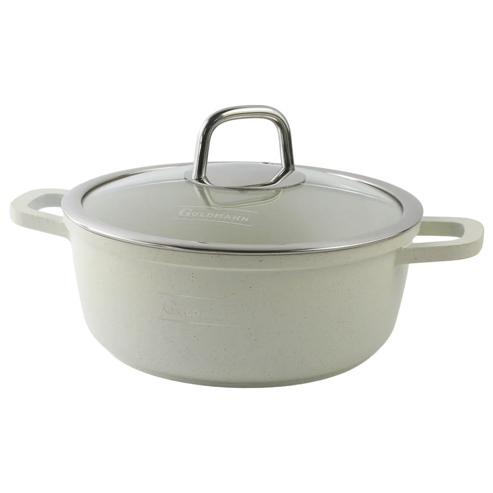Cratita cu capac 2.3 L din aluminiu bej Goldmann Cratita cu capac 2.3 L din aluminiu bej Goldmann