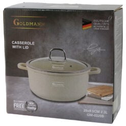 Cratita cu capac 2.3 L din aluminiu bej Goldmann