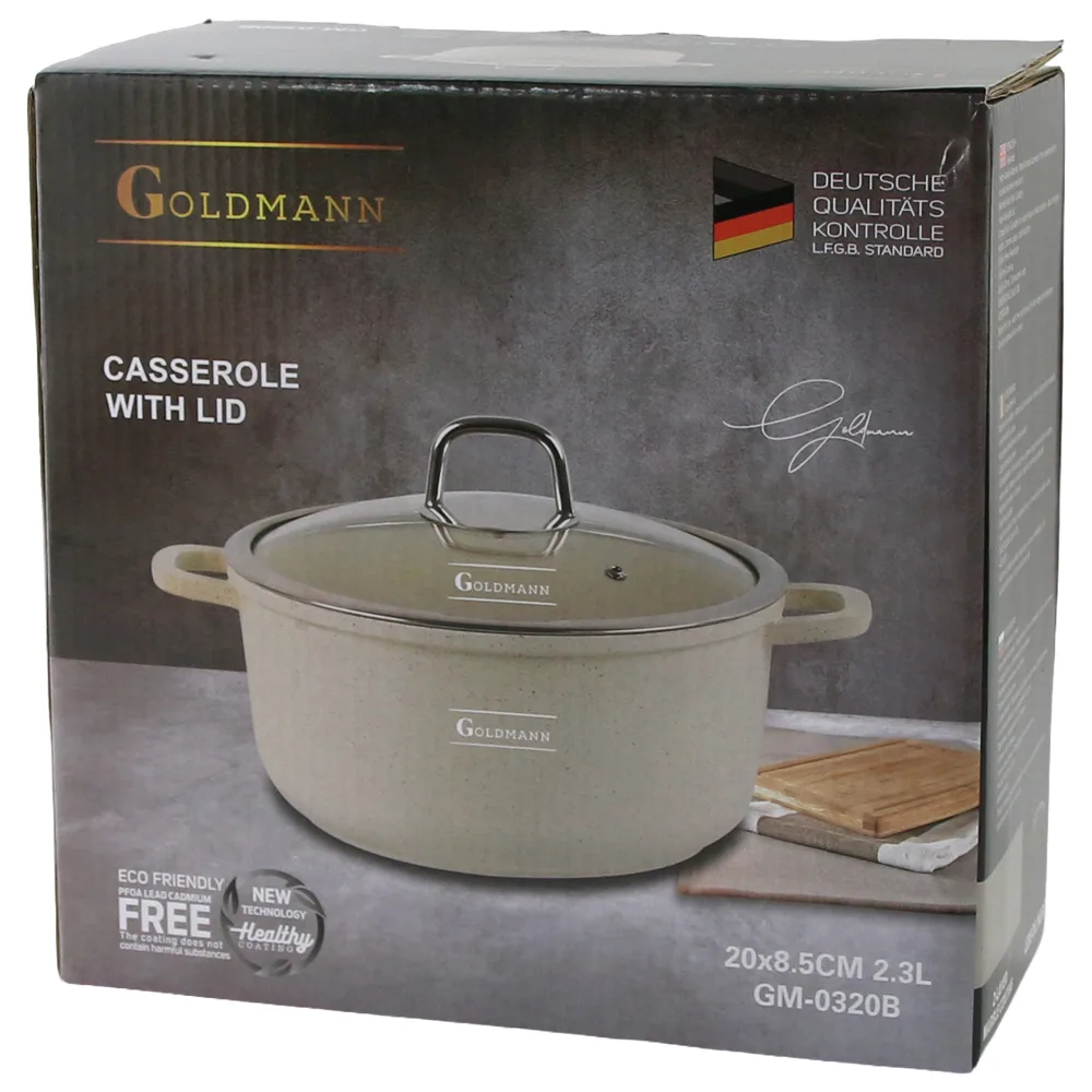 Cratita cu capac 2.3 L din aluminiu bej Goldmann Cratita cu capac 2.3 L din aluminiu bej Goldmann