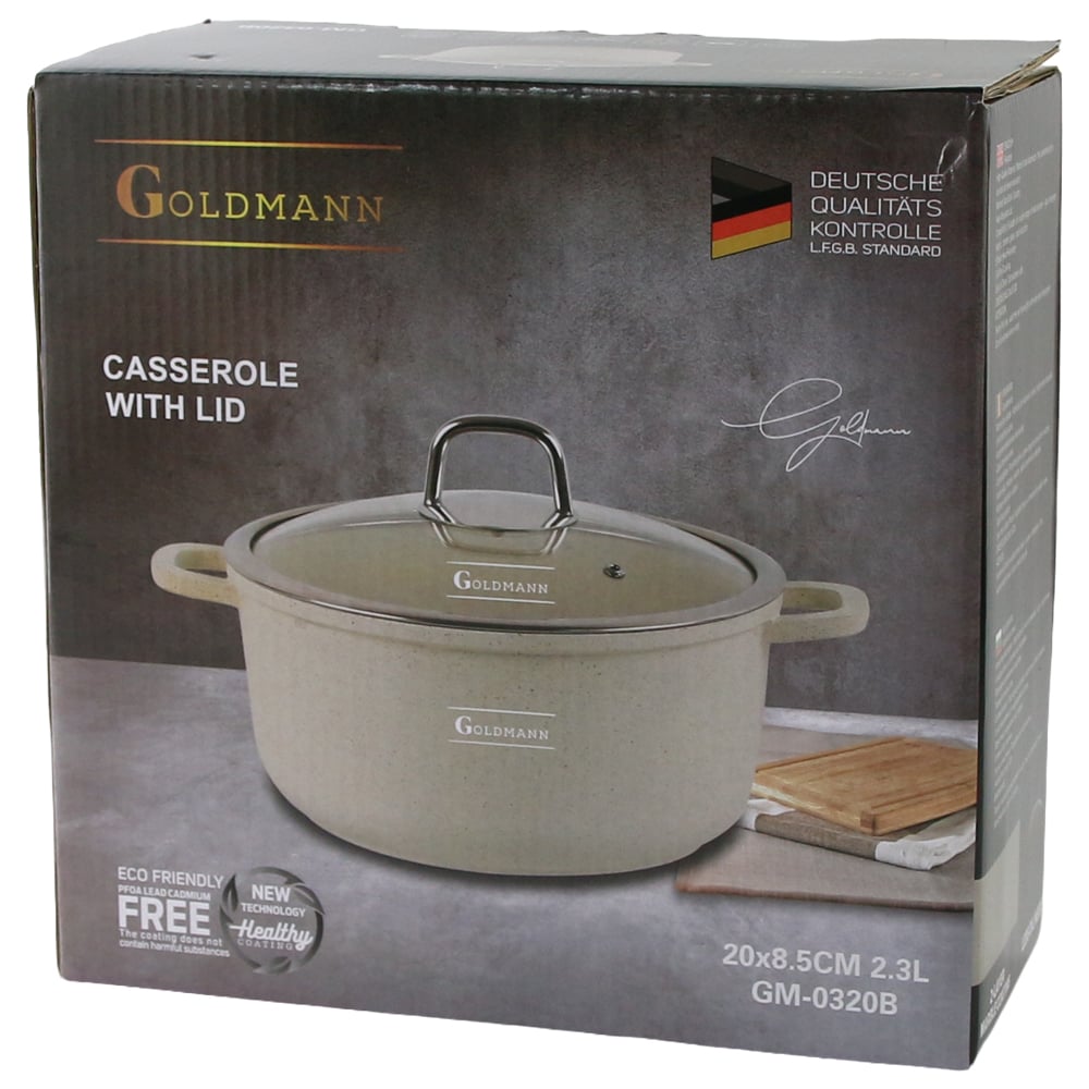Cratita cu capac 2.3 L din aluminiu bej Goldmann Cratita cu capac 2.3 L din aluminiu bej Goldmann