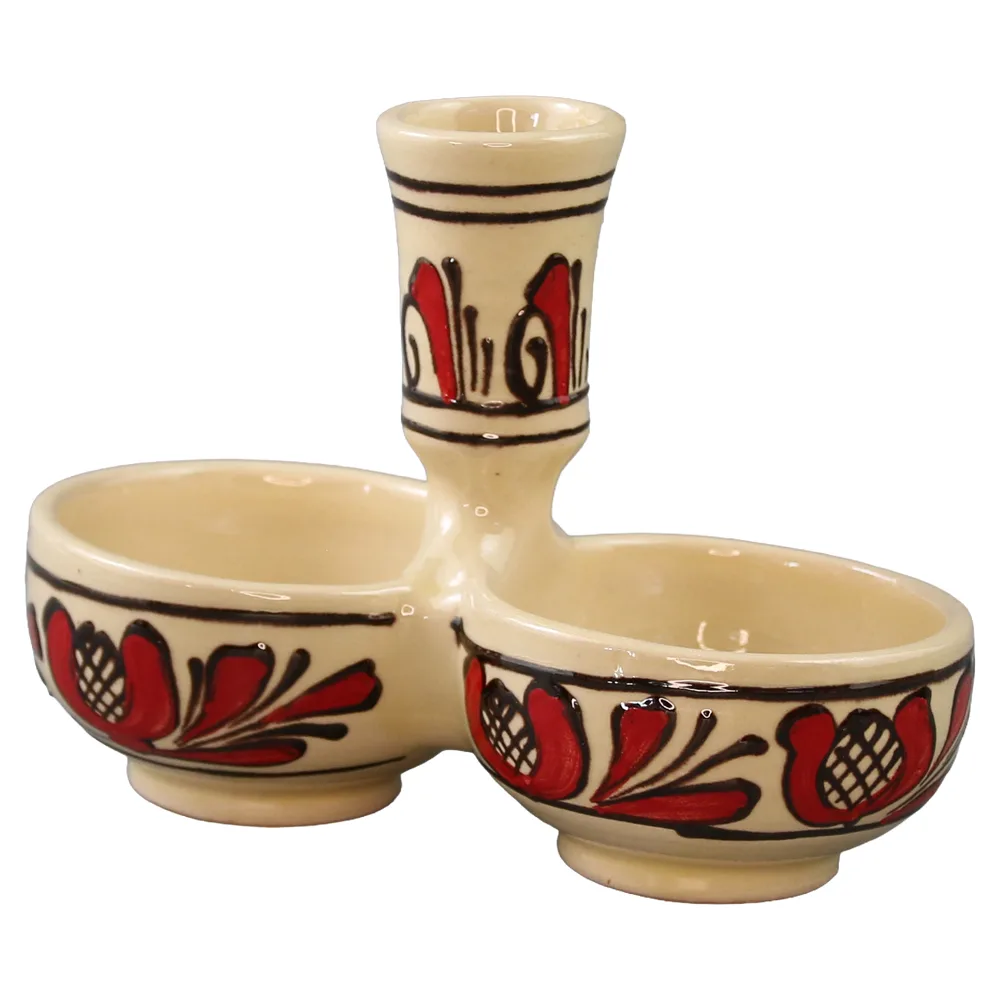 Solnita din ceramica de Corund pictata cu motive traditionale 14 x 7 cm