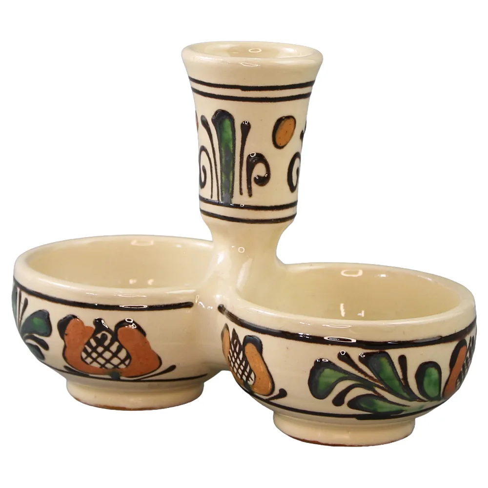 Solnita din ceramica de Corund pictata cu motive traditionale 14 x 7 cm