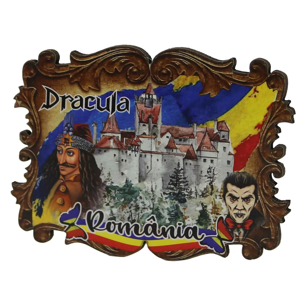Magnet de frigider din placaj Romania 8 x 6 cm Dracula Magnet de frigider din placaj Romania 8 x 6 cm Dracula
