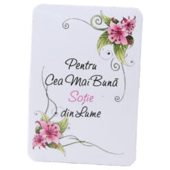 Magnet de frigider din plastic "Pentru cea mai buna sotie din lume." 5.5 x 8 cm