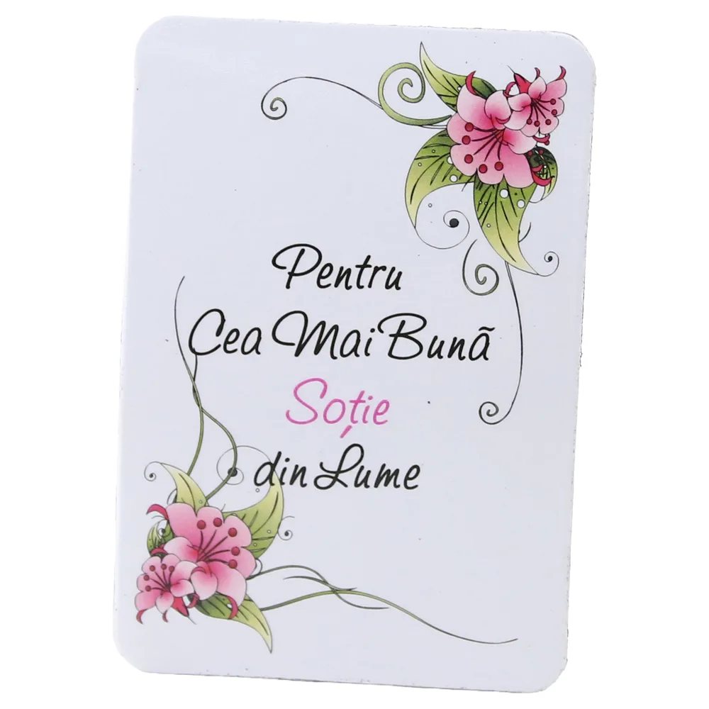 Magnet de frigider din plastic "Pentru cea mai buna sotie din lume." 5.5 x 8 cm