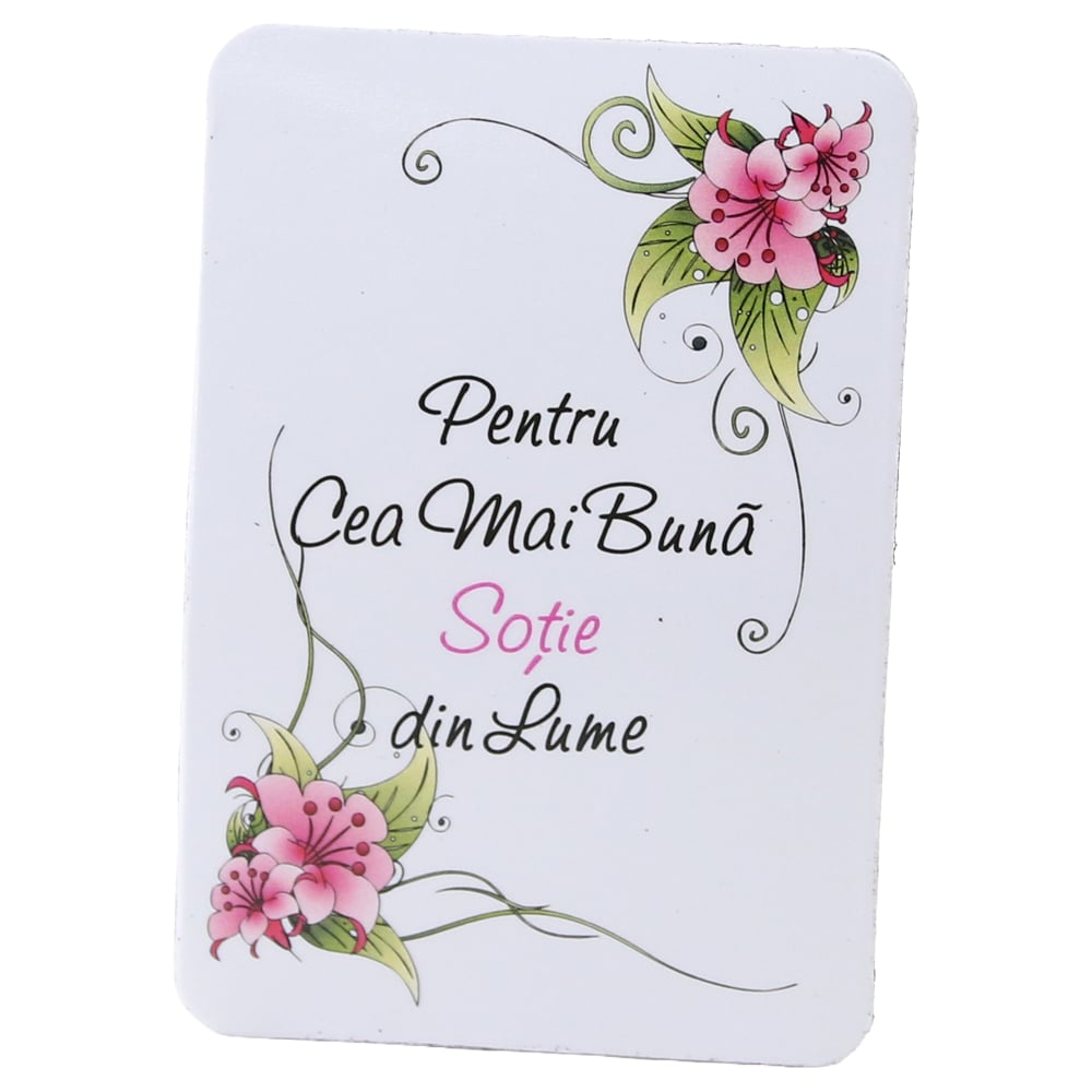 Magnet de frigider din plastic "Pentru cea mai buna sotie din lume." 5.5 x 8 cm Magnet de frigider din plastic "Pentru cea mai buna sotie din lume." 5.5 x 8 cm