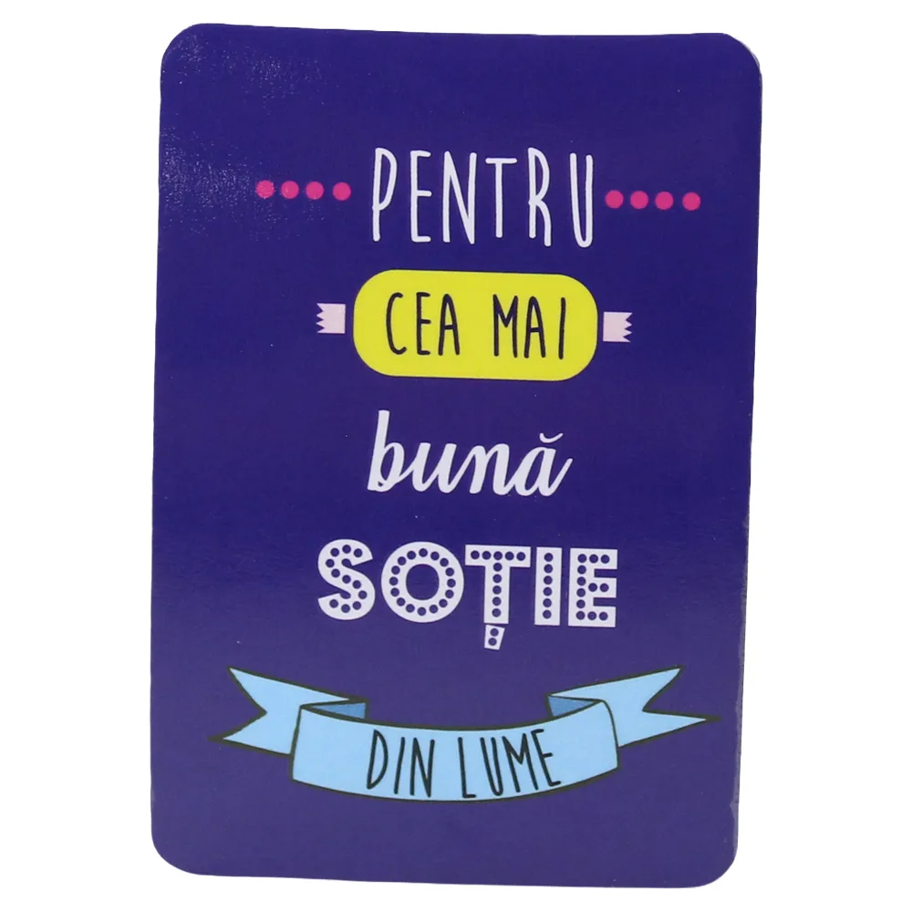 Magnet de frigider din plastic "Pentru cea mai buna sotie din lume." 5.5 x 8 cm