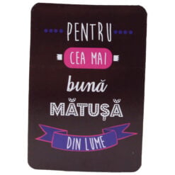 Magnet de frigider din plastic "Pentru cea mai buna matusa din lume." 5.5 x 8 cm