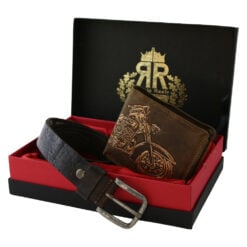 Set cadou pentru barbati curea si portofel din piele Motorcycle Regalo Reale
