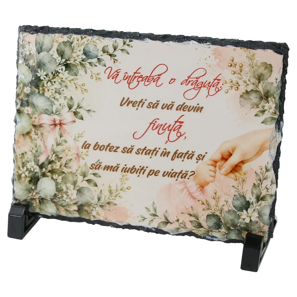 Placa ardezie "Vreti sa va devin Finuta..." 19 x 14 cm Placa ardezie "Vreti sa va devin Finuta..." 19 x 14 cm