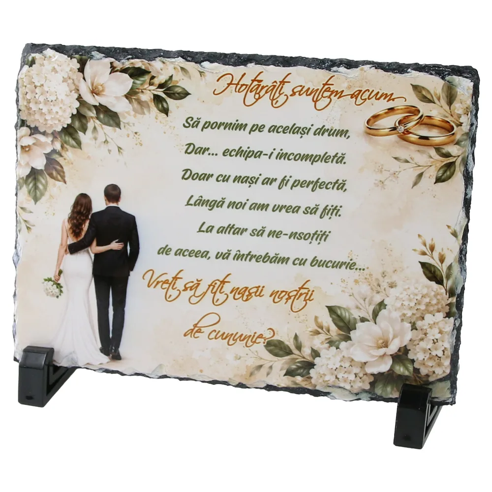 Placa ardezie "Vreti sa fiti nasii nostrii de cununie..." 19 x 14 cm