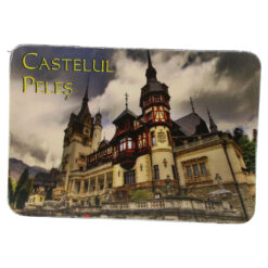 Magnet de frigider din plastic Castele 8 x 5.5 cm Bran - Peles - Castelul Corvinilor