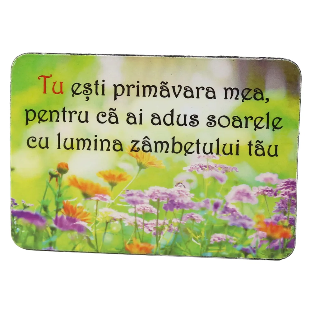 Magnet de frigider din plastic "Tu esti primavara mea..." 5.5 x 8 cm Magnet de frigider din plastic "Tu esti primavara mea..." 5.5 x 8 cm