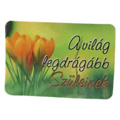 Magnet de frigider din plastic "A vilag legdragabb Szuleinek" 8 x 5.5 cm