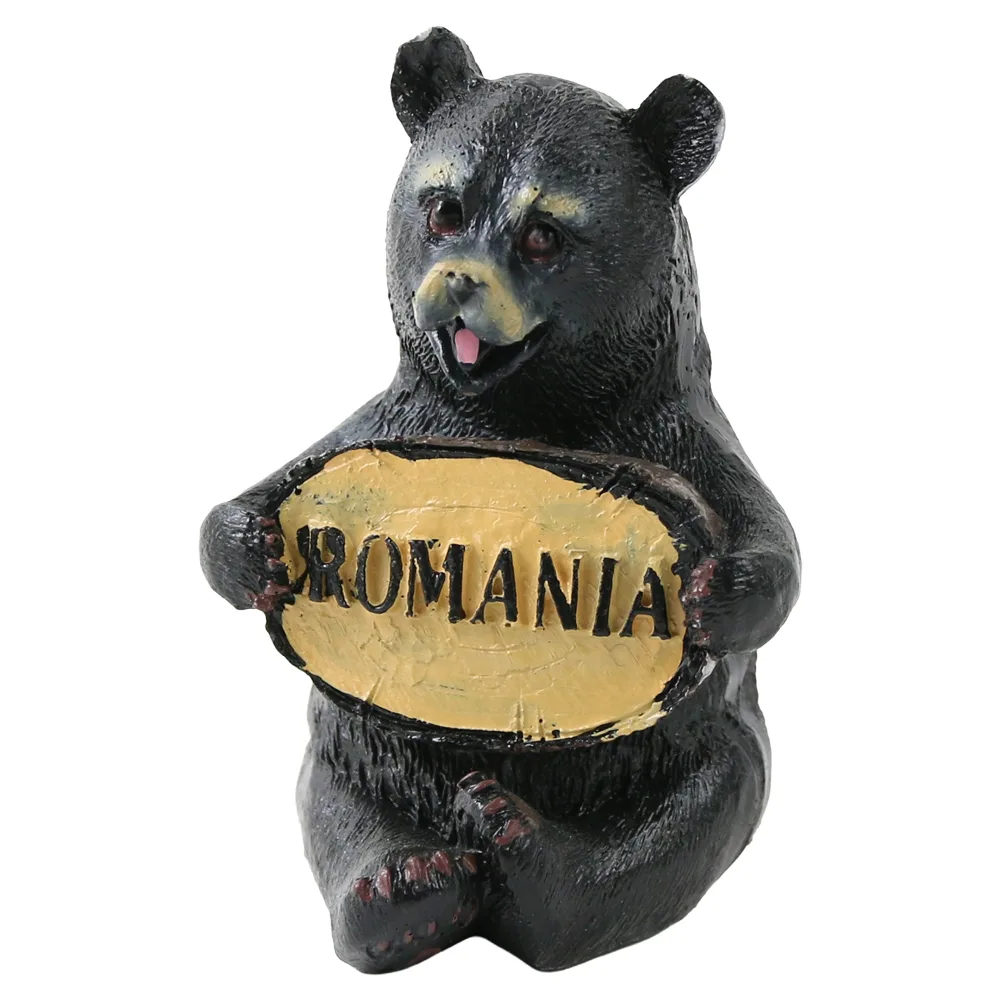 Figurina urs din rasina cu placuta "Romania" 8.5 cm Figurina urs din rasina cu placuta "Romania" 8.5 cm