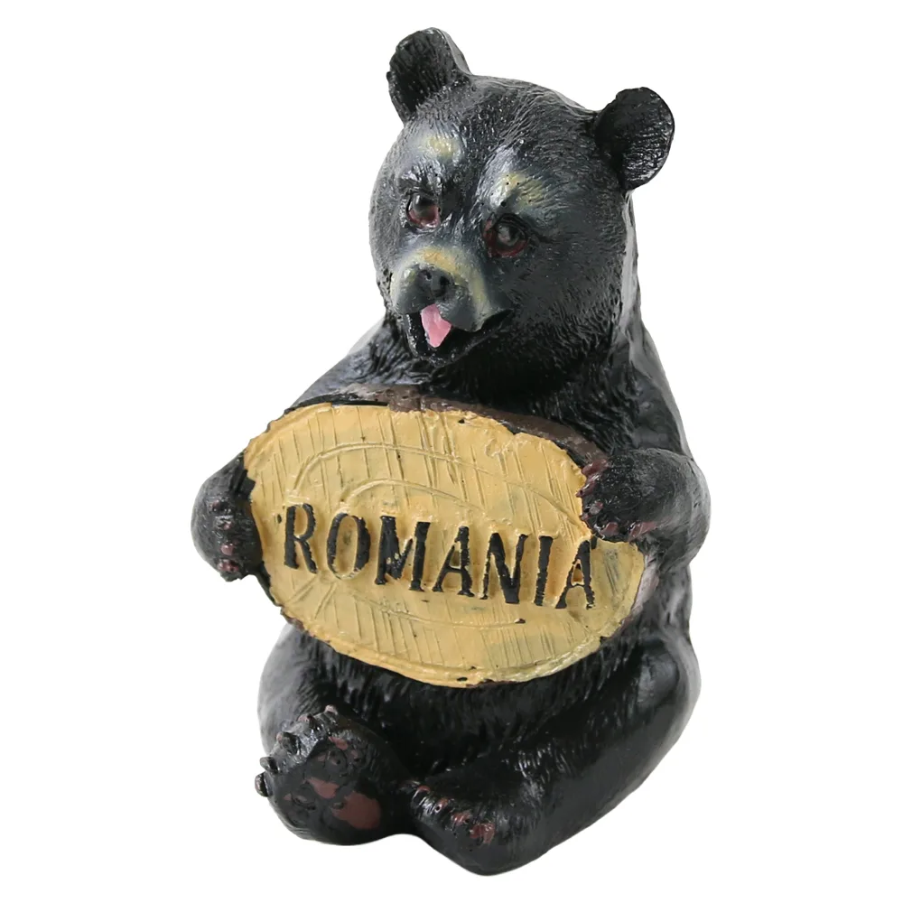 Figurina urs din rasina cu placuta "Romania" 8.5 cm Figurina urs din rasina cu placuta "Romania" 8.5 cm
