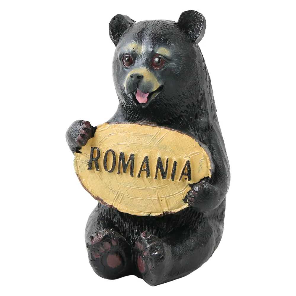Figurina urs din rasina cu placuta "Romania" 8.5 cm Figurina urs din rasina cu placuta "Romania" 8.5 cm