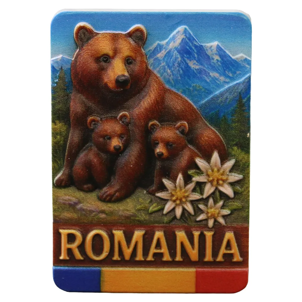 Magnet de frigider din rasina "Romania" 5.5 x 8 cm