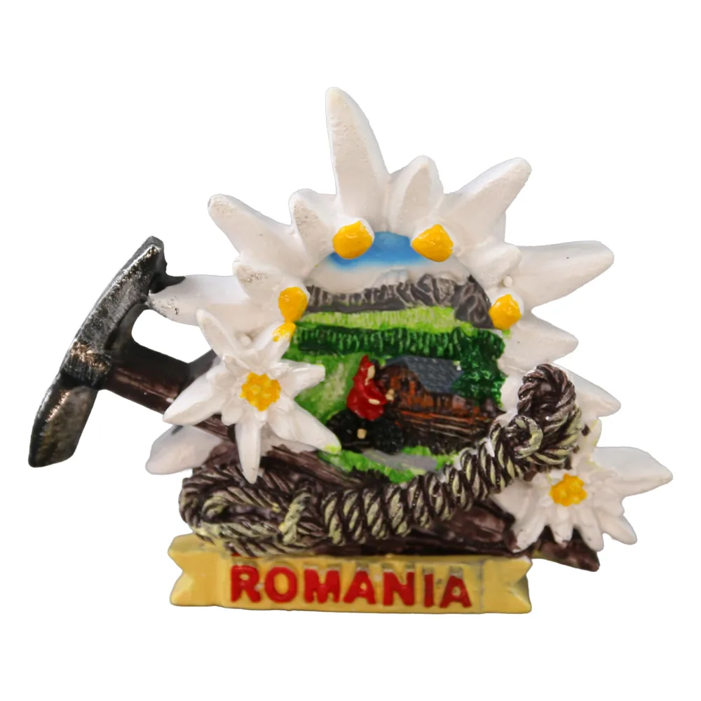 Magnet frigider din rasina "Romania" 8 cm