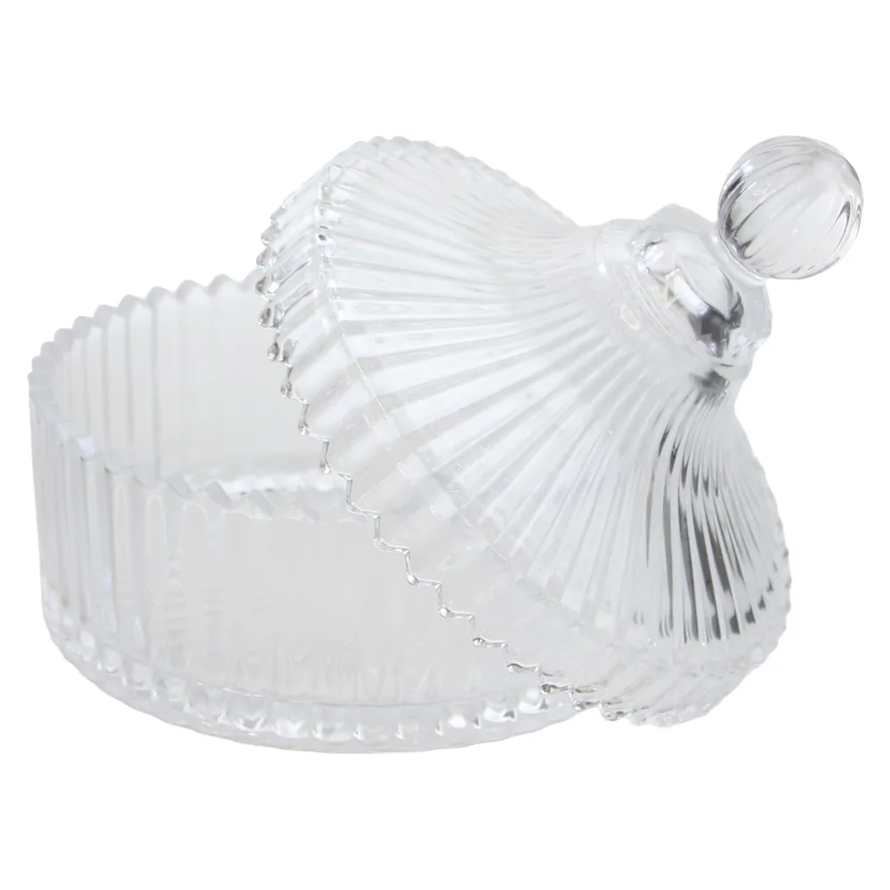 Bomboniera din sticla cu capac 14 x 5/15 cm Bomboniera din sticla cu capac 14 x 5/15 cm