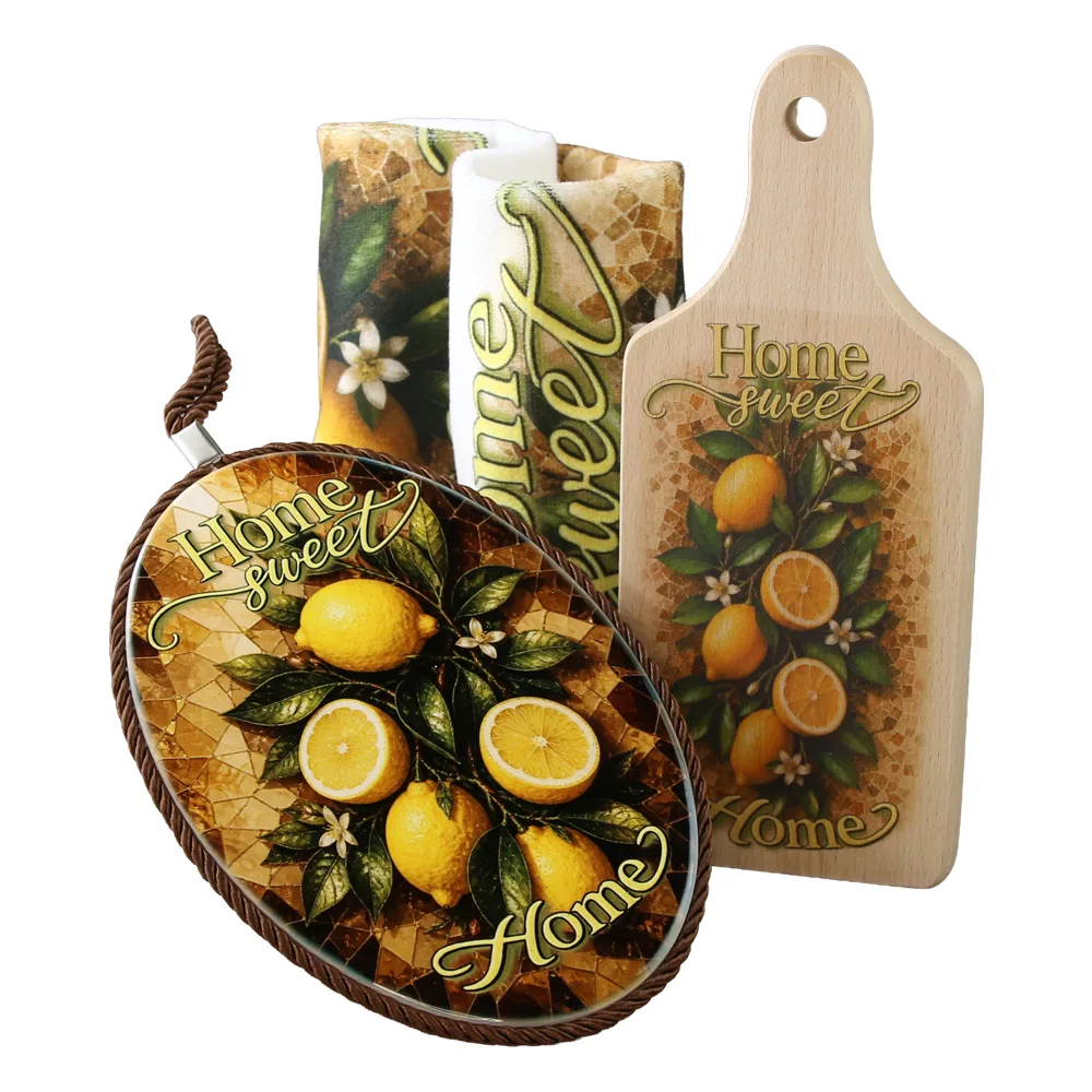 Set cadou "Home Sweet Home" lamaie - suport pentru oale Set cadou "Home Sweet Home" lamaie - suport pentru oale