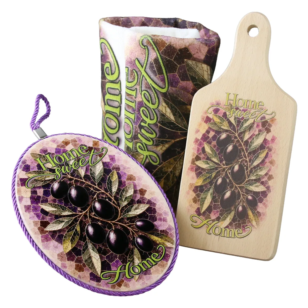 Set cadou "Home Sweet Home" masline negre - suport pentru oale