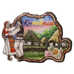 Magnet de frigider din rasina "Romania" 8 x 6 cm