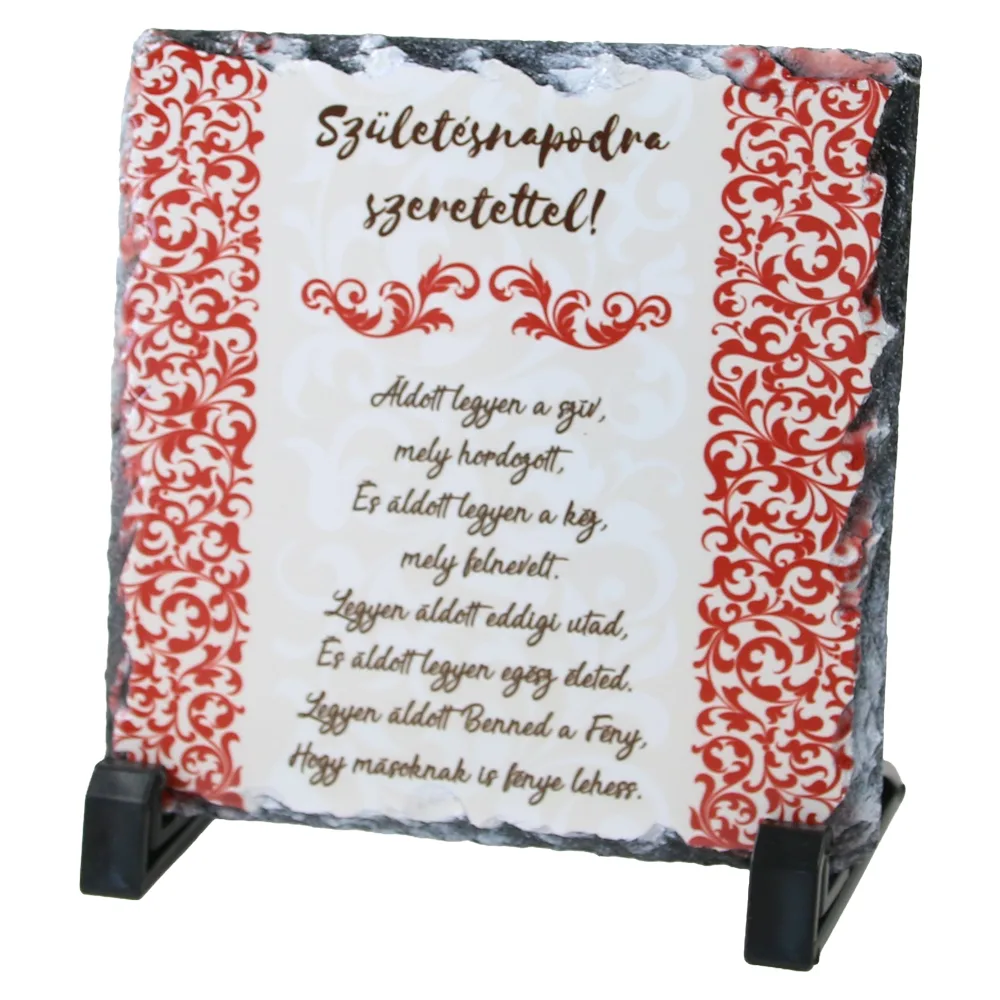 Placa ardezie "Szuletesnapodra szeretettel!" 14 x 14 cm Placa ardezie "Szuletesnapodra szeretettel!" 14 x 14 cm