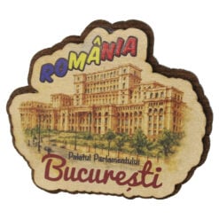 Magnet de frigider din lemn "Romania / Bucuresti" 9 x 8 cm Palatul Parlamentului
