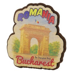 Magnet de frigider din lemn "Romania / Bucharest" 8.5 x 9.5 cm