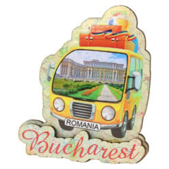 Magnet de frigider din lemn "Romania / Bucharest" 7 x 8.5 cm