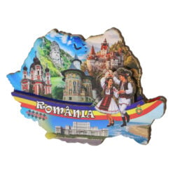 Magnet de frigider din lemn "Romania" 10 x 6.5 cm Castele