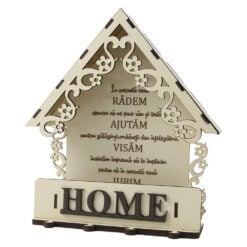 Suport pentru chei casuta din lemn "In aceasta casa..." 19 x 21 cm