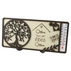 Decoratiune de masa din lemn cu termometru "Otthon edes otthon" 23.5 x 11 cm