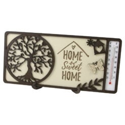 Decoratiune de masa din lemn cu termometru "Home Sweet home" 23.5 x 11 cm