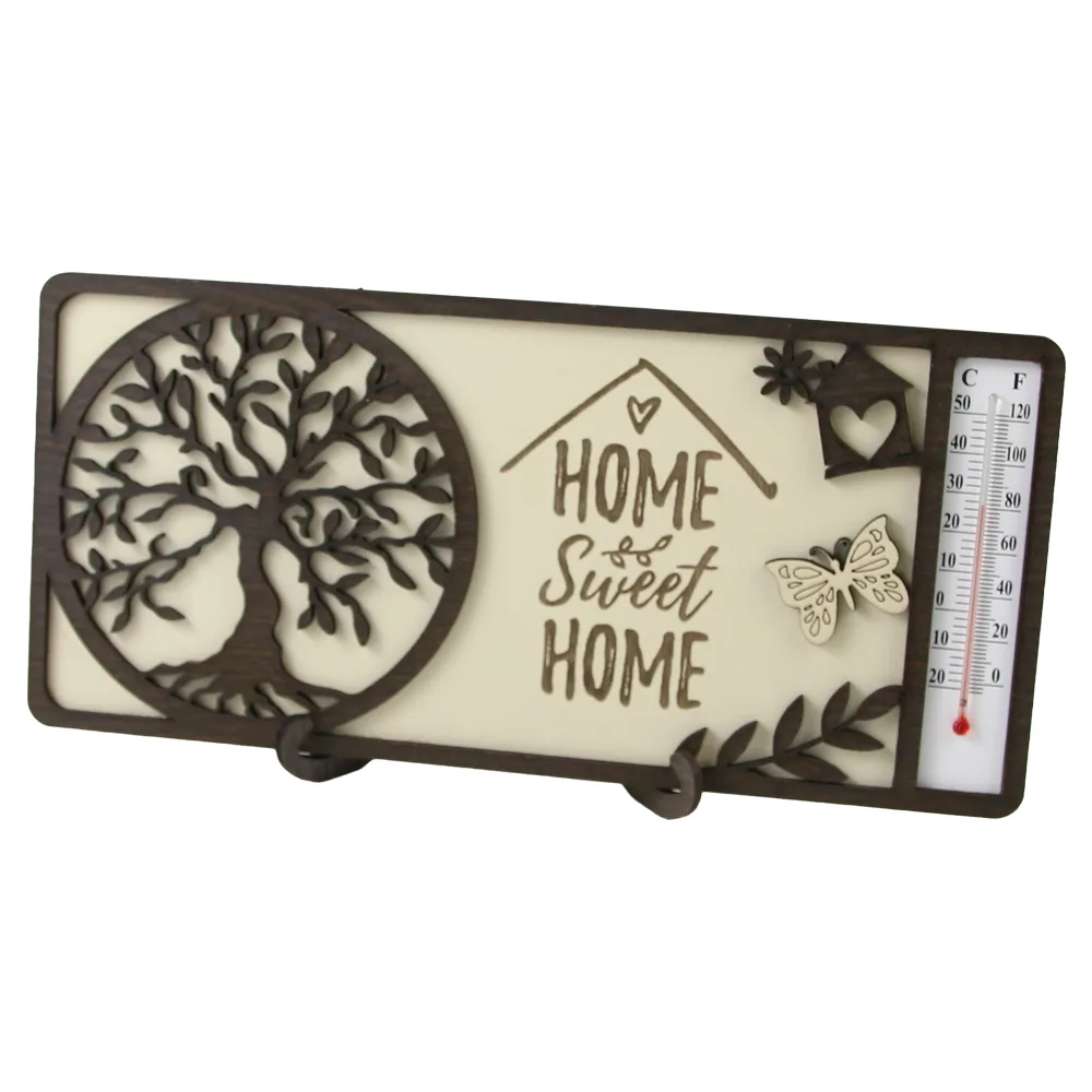 Decoratiune de masa din lemn cu termometru "Home Sweet home" 23.5 x 11 cm