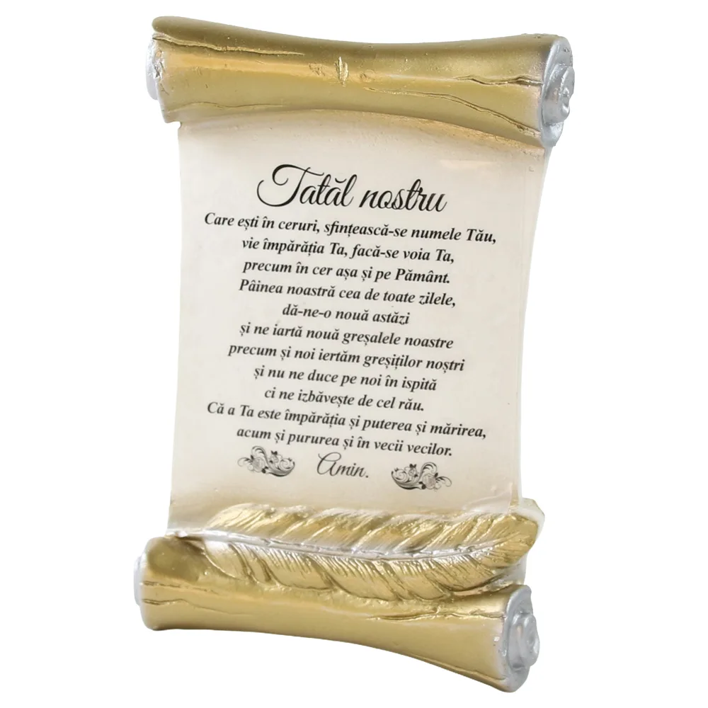 Placheta din ipsos tip pergament "Tatal nostru" 14 x 21 cm Placheta din ipsos tip pergament "Tatal nostru" 14 x 21 cm